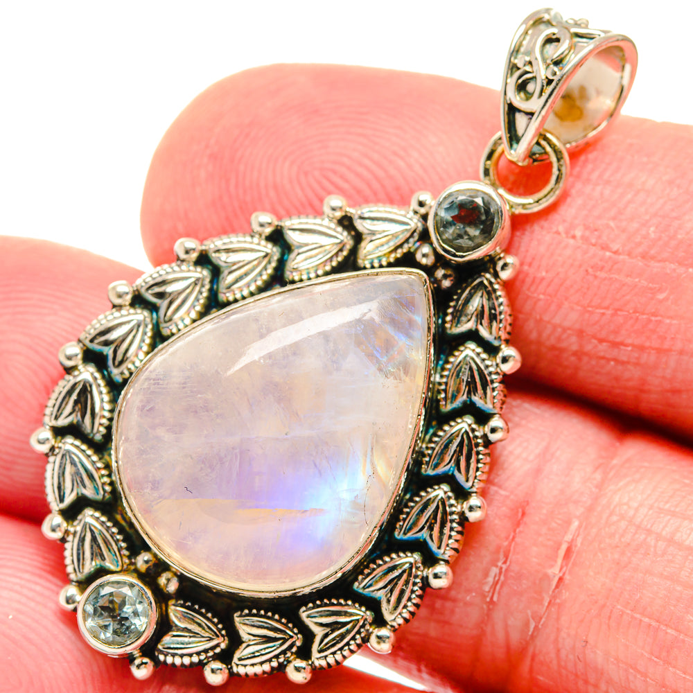 Rainbow Moonstone Pendants handcrafted by Anasilvercos - PD20197