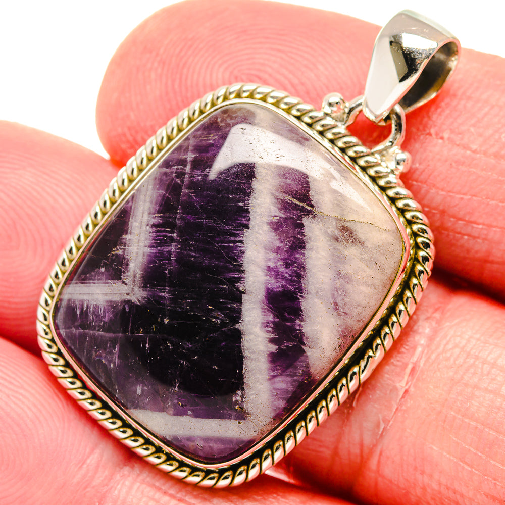 Chevron Amethyst Pendants handcrafted by Anasilvercos - PD20208