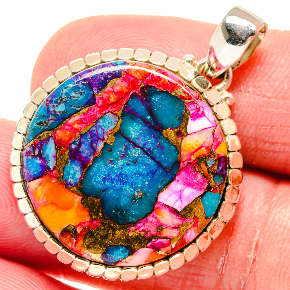 Kingman Pink Dahlia Turquoise Pendants handcrafted by Anasilvercos - PD20214