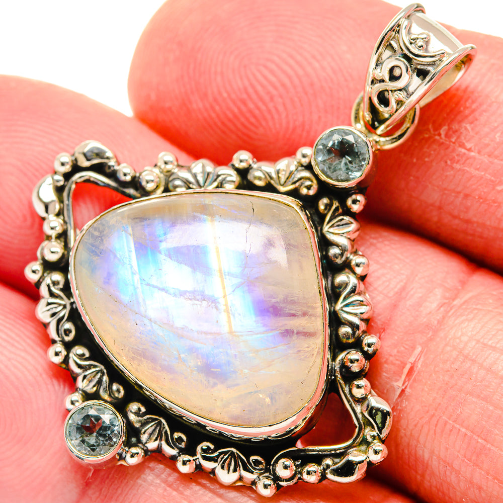 Rainbow Moonstone Pendants handcrafted by Anasilvercos - PD20226