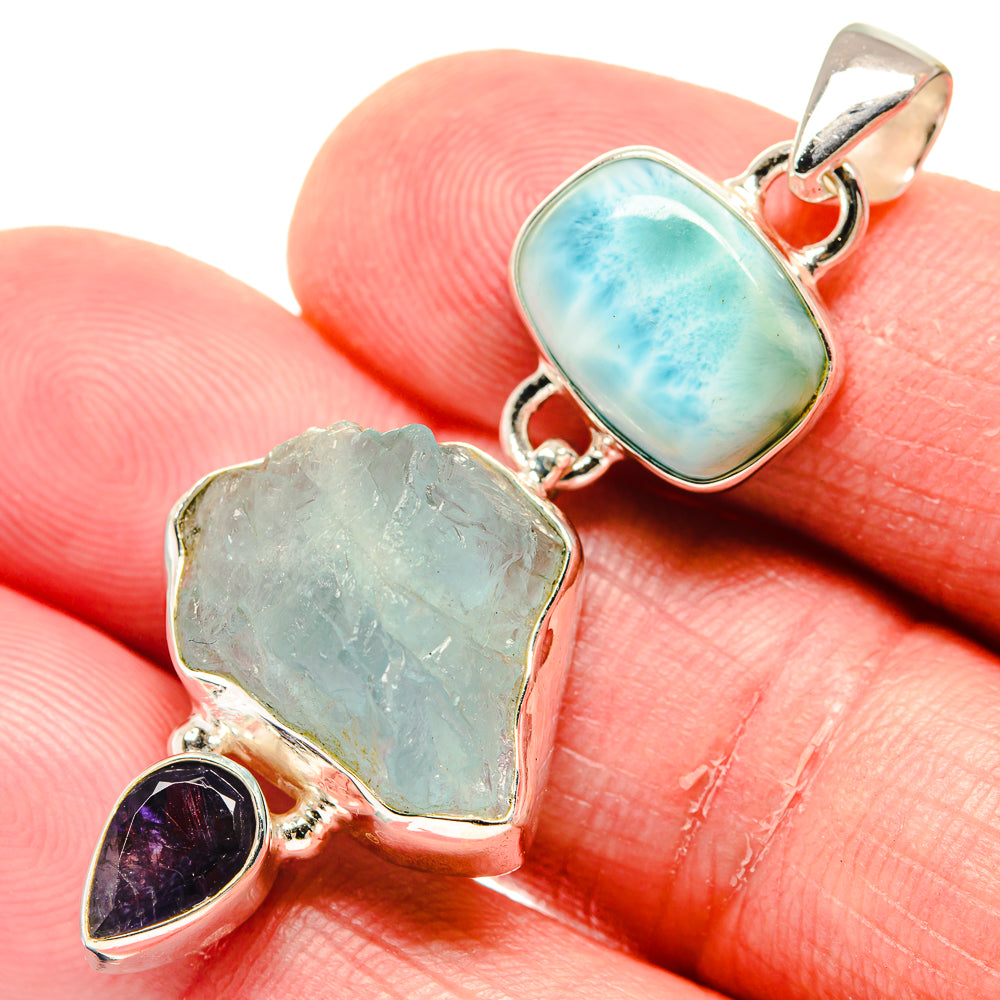 Aquamarine Pendants handcrafted by Anasilvercos - PD20258