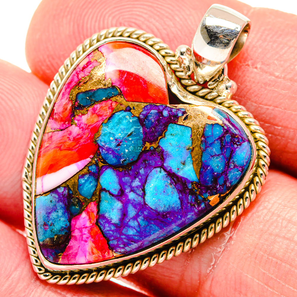 Kingman Pink Dahlia Turquoise Pendants handcrafted by Anasilvercos - PD20277