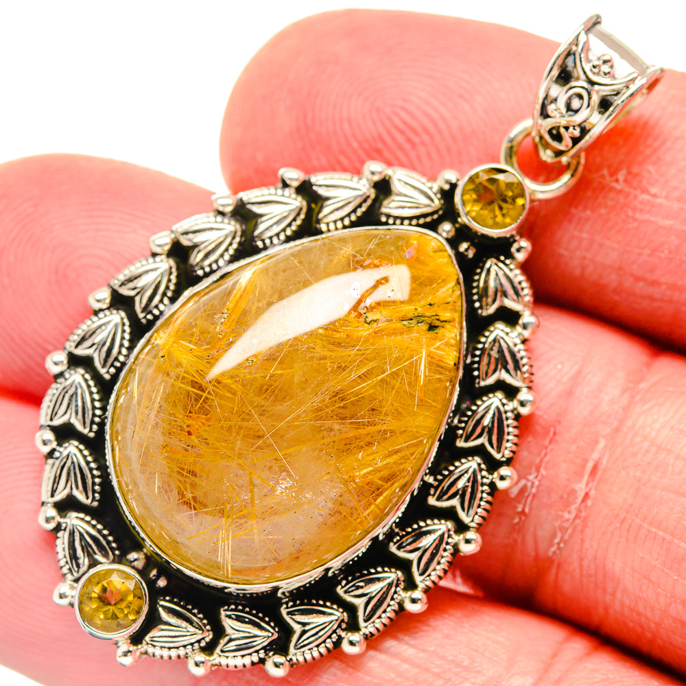 Rutilated Quartz Pendants handcrafted by Anasilvercos - PD20305