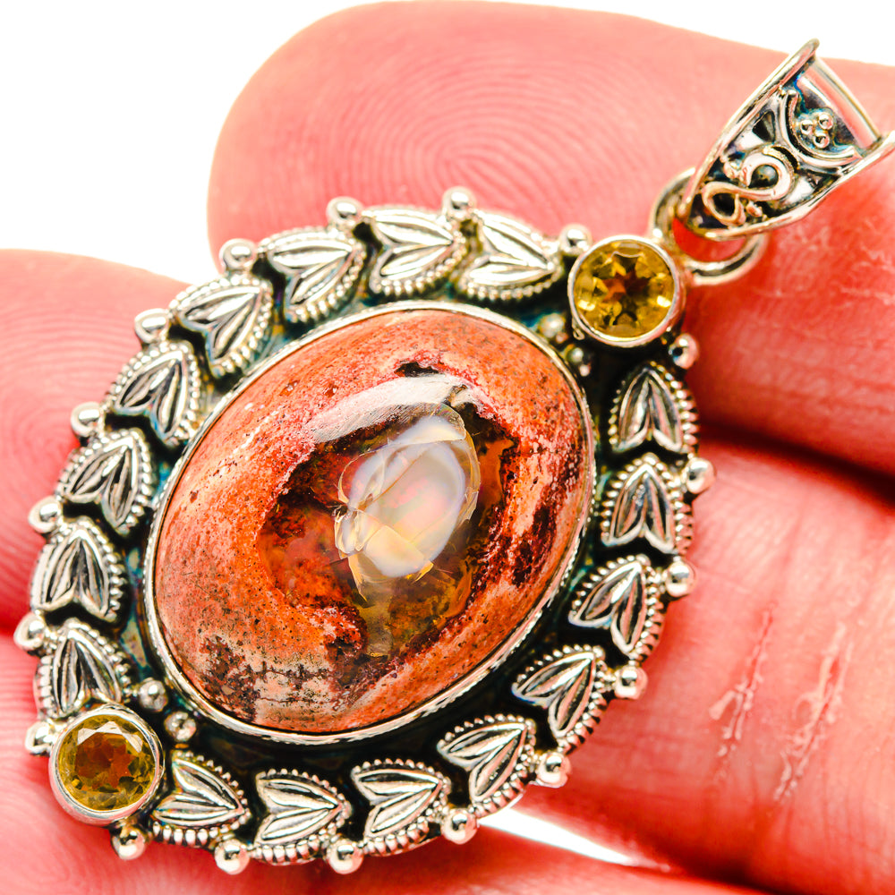 Mexican Fire Opal Pendants handcrafted by Anasilvercos - PD20309