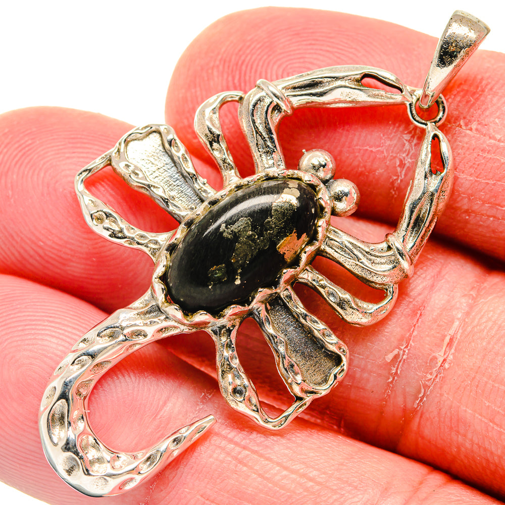 Pyrite In Black Onyx Pendants handcrafted by Anasilvercos - PD20333