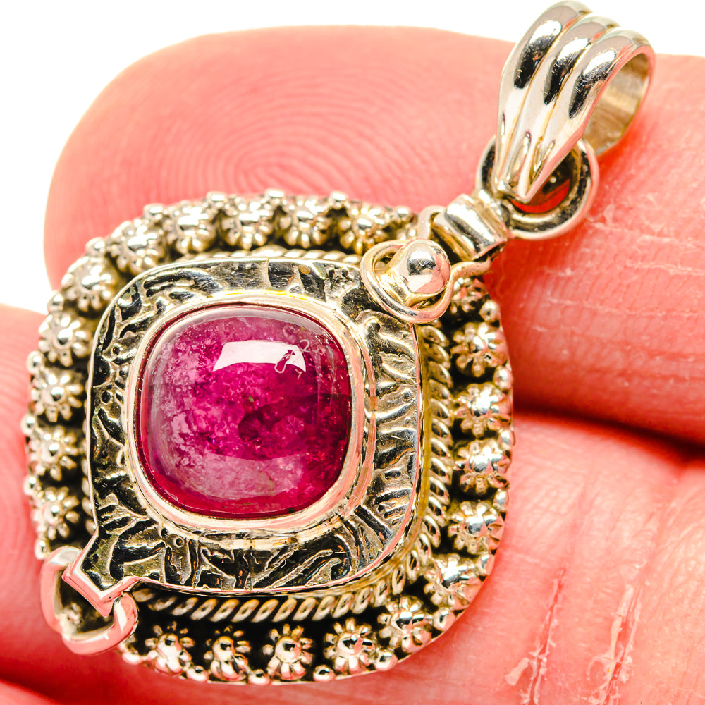 Pink Tourmaline Pendants handcrafted by Anasilvercos - PD20336