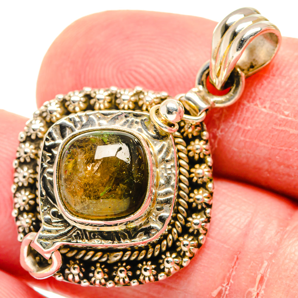 Green Tourmaline Pendants handcrafted by Anasilvercos - PD20350