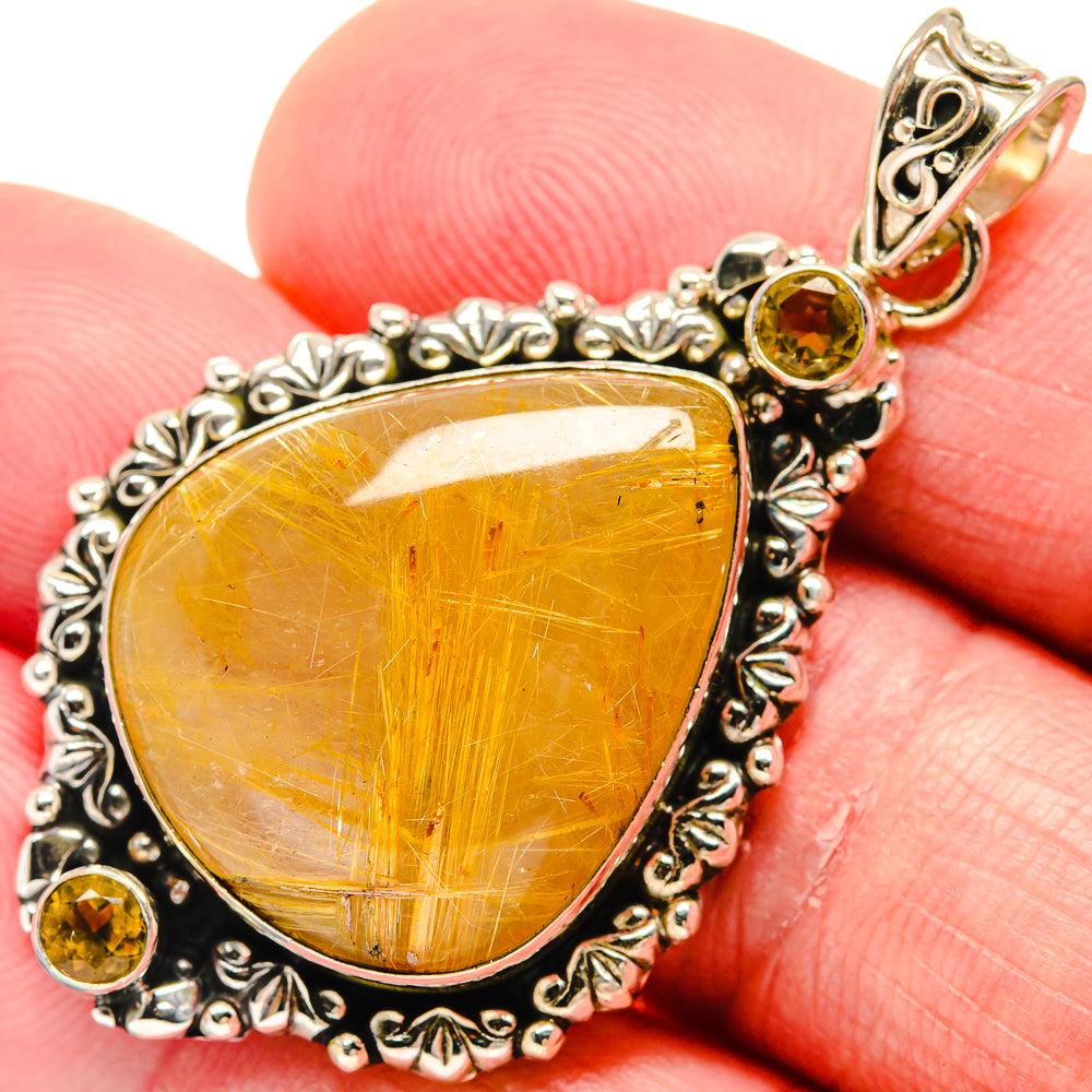 Rutilated Quartz Pendants handcrafted by Anasilvercos - PD20374