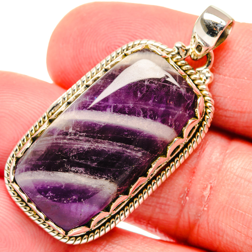 Chevron Amethyst Pendants handcrafted by Anasilvercos - PD20377