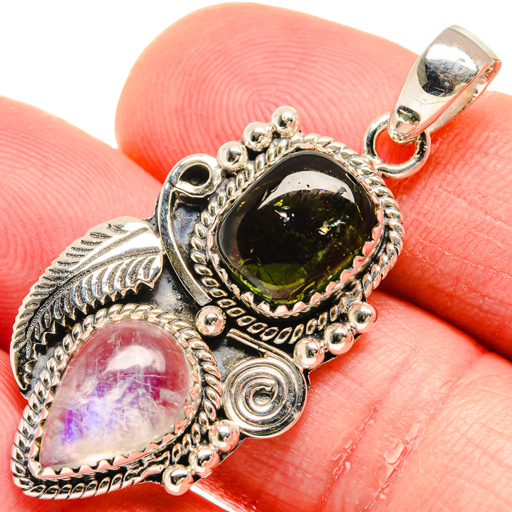 Rainbow Moonstone Pendants handcrafted by Anasilvercos - PD20407