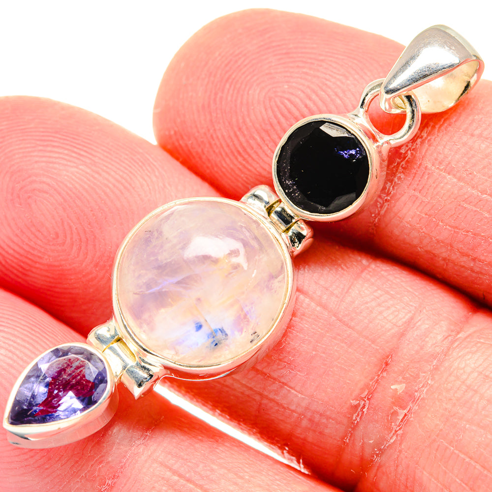 Rainbow Moonstone Pendants handcrafted by Anasilvercos - PD20423