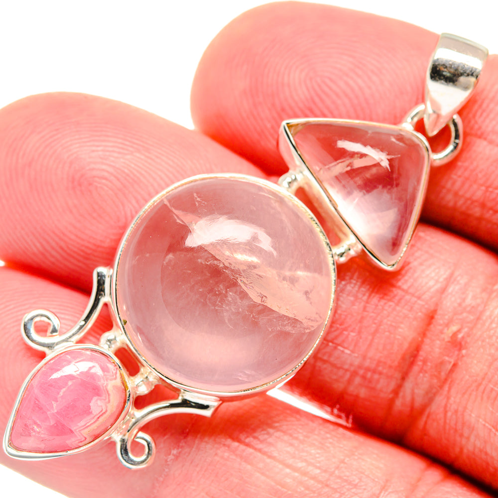 Rose Quartz Pendants handcrafted by Anasilvercos - PD20433