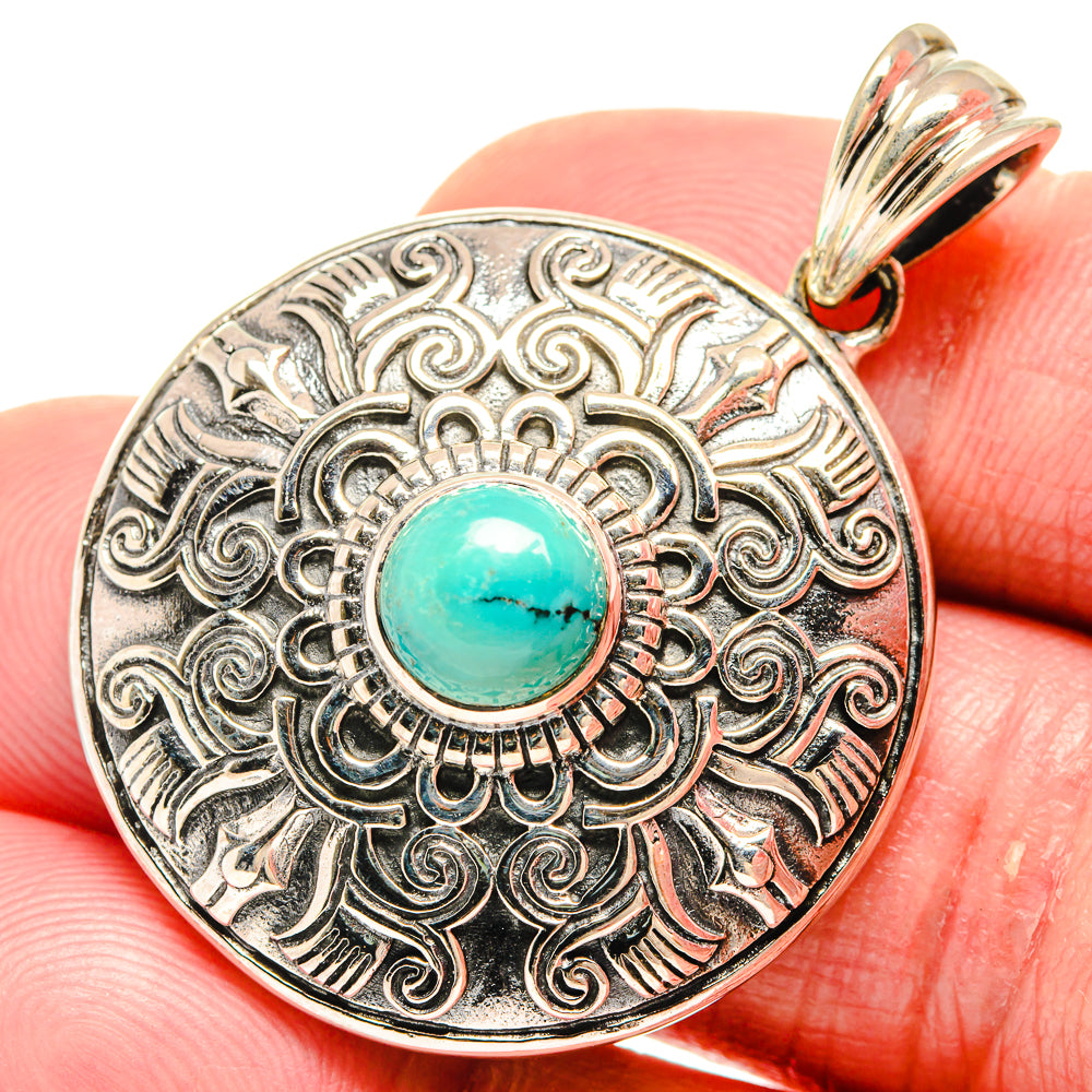 Tibetan Turquoise Pendants handcrafted by Anasilvercos - PD20447