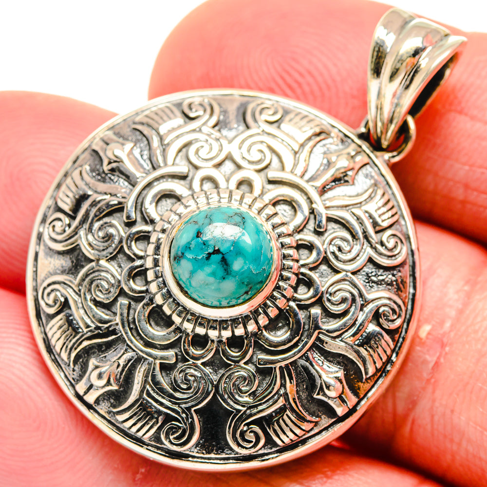 Tibetan Turquoise Pendants handcrafted by Anasilvercos - PD20449