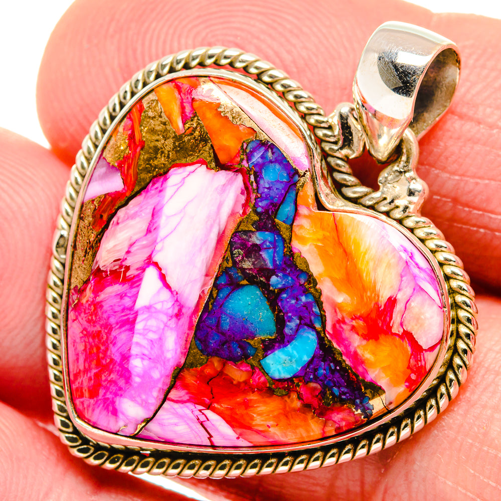 Kingman Pink Dahlia Turquoise Pendants handcrafted by Anasilvercos - PD20453