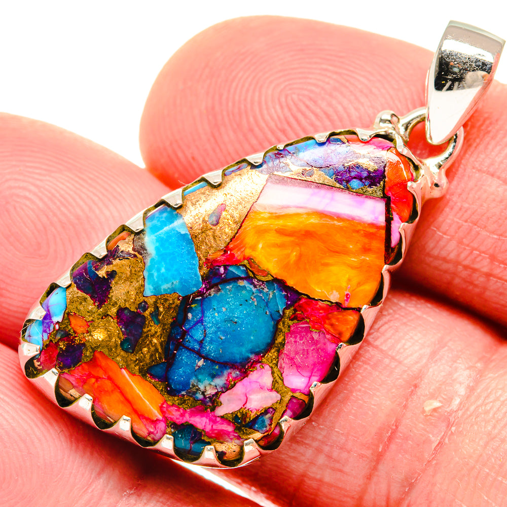 Kingman Pink Dahlia Turquoise Pendants handcrafted by Anasilvercos - PD20454