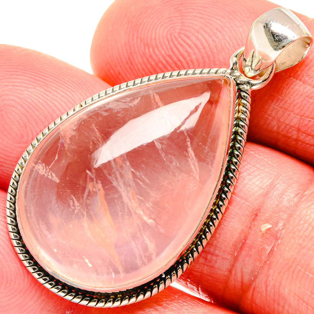 Rose Quartz Pendants handcrafted by Anasilvercos - PD20456