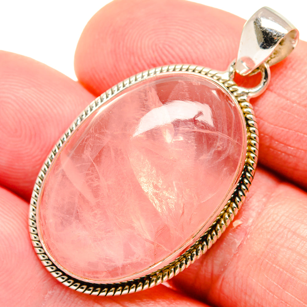 Rose Quartz Pendants handcrafted by Anasilvercos - PD20457