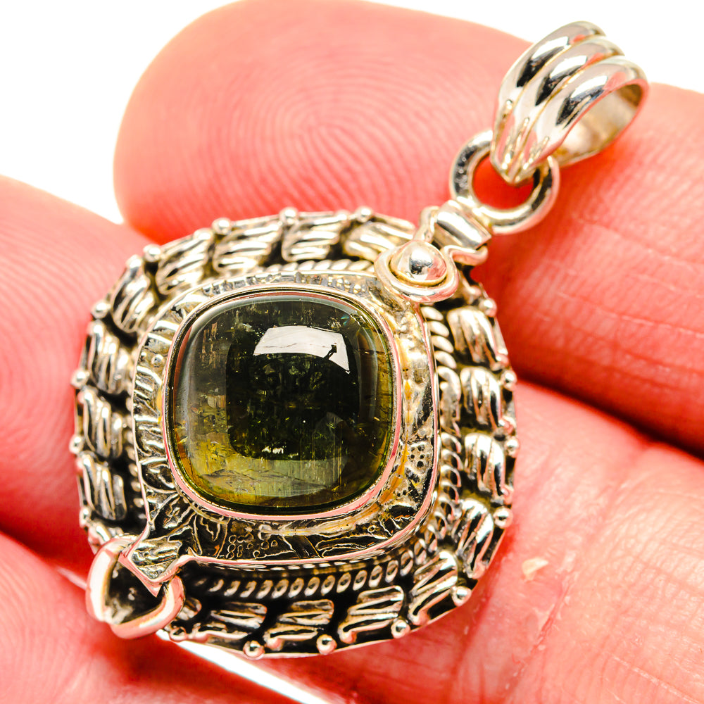 Green Tourmaline Pendants handcrafted by Anasilvercos - PD20468