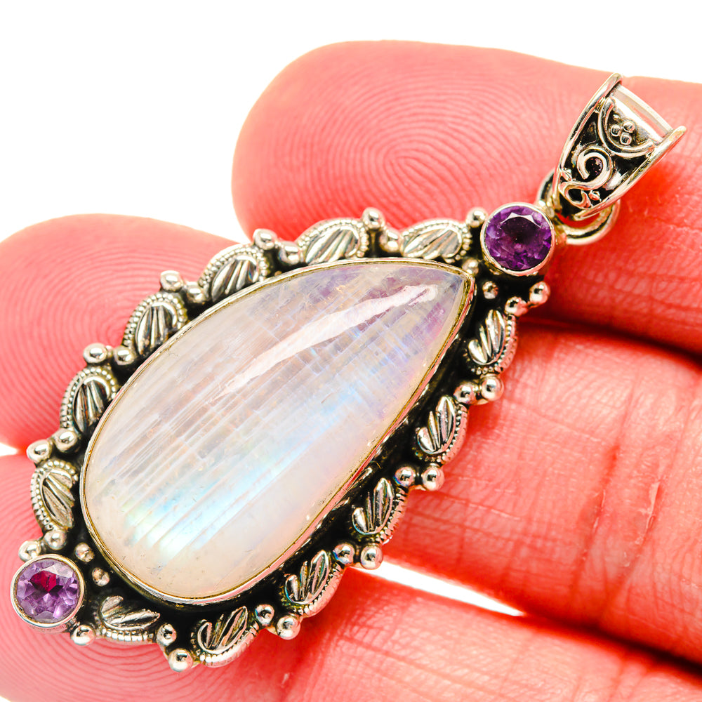 Rainbow Moonstone Pendants handcrafted by Anasilvercos - PD20472