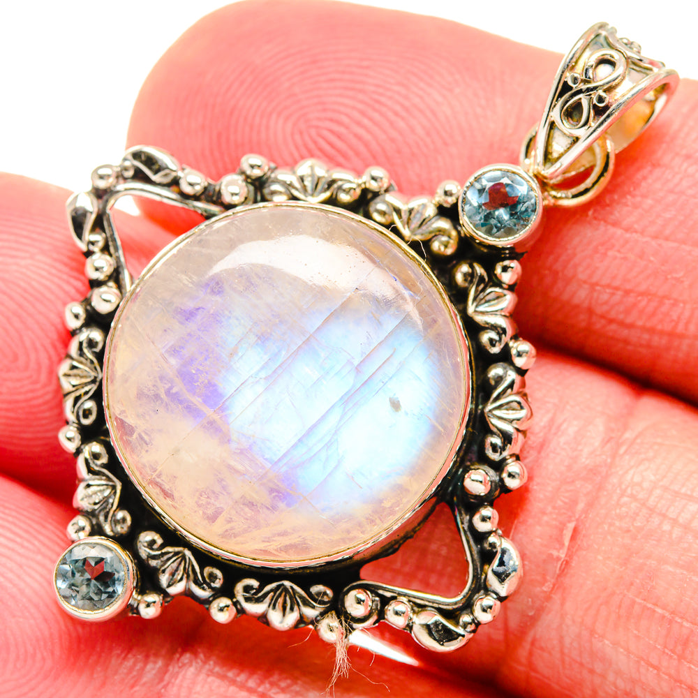 Rainbow Moonstone Pendants handcrafted by Anasilvercos - PD20473