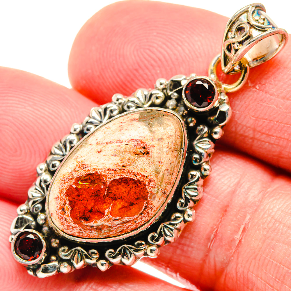 Mexican Fire Opal Pendants handcrafted by Anasilvercos - PD20499