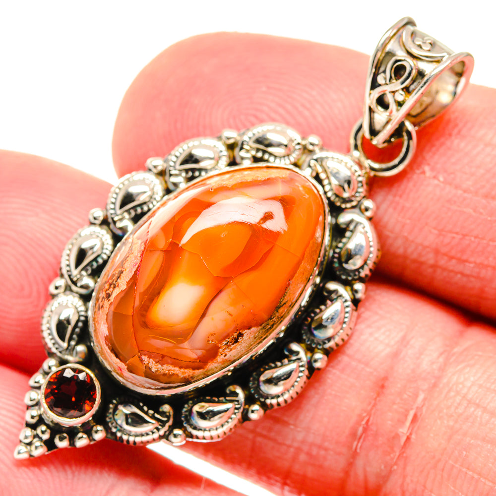 Mexican Fire Opal Pendants handcrafted by Anasilvercos - PD20500