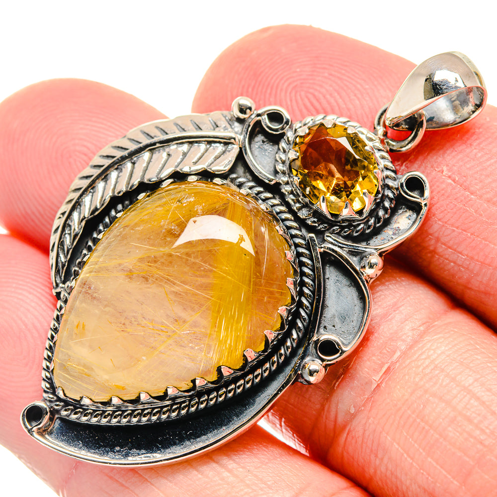 Rutilated Quartz Pendants handcrafted by Anasilvercos - PD20526