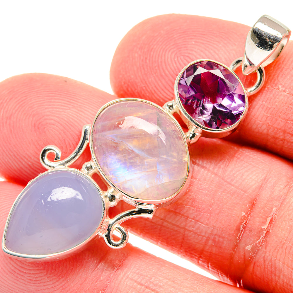 Rainbow Moonstone Pendants handcrafted by Anasilvercos - PD20543