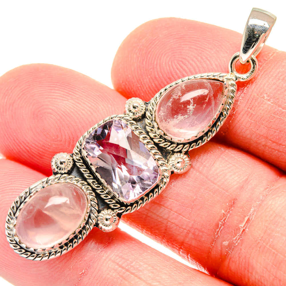 Rose Quartz Pendants handcrafted by Anasilvercos - PD20555