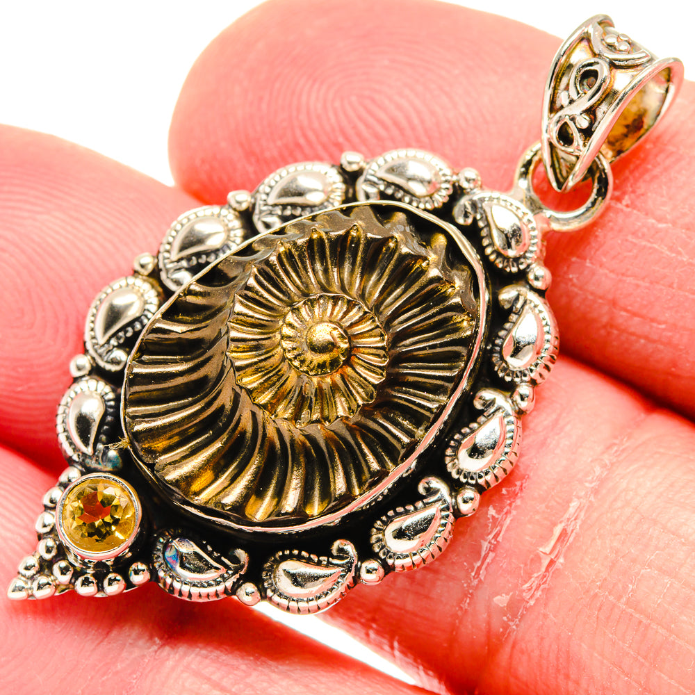 Pyrite Fossil Pendants handcrafted by Anasilvercos - PD20562