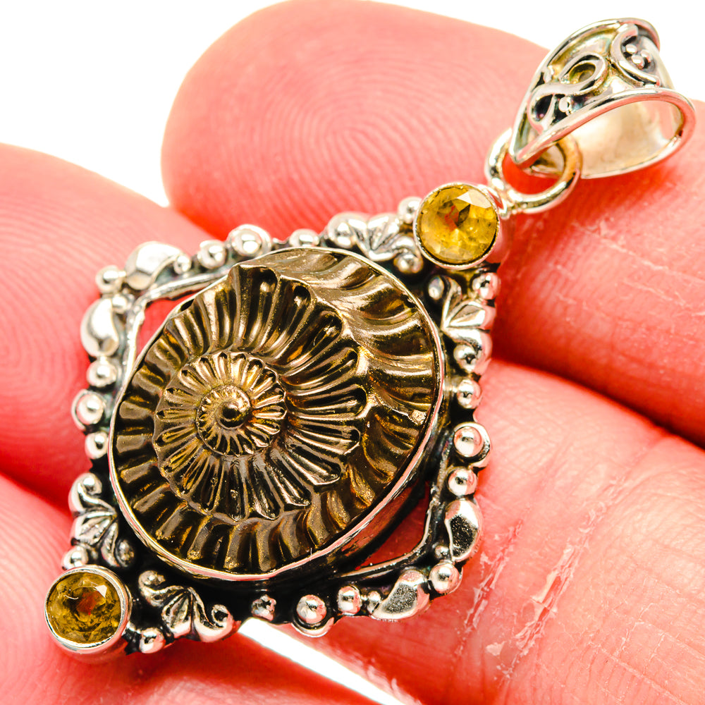 Pyrite Fossil Pendants handcrafted by Anasilvercos - PD20563