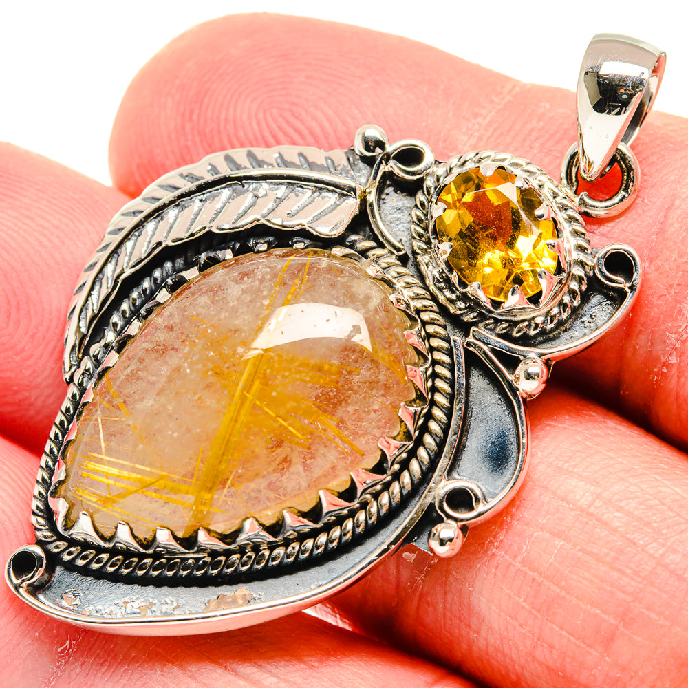 Rutilated Quartz Pendants handcrafted by Anasilvercos - PD20585