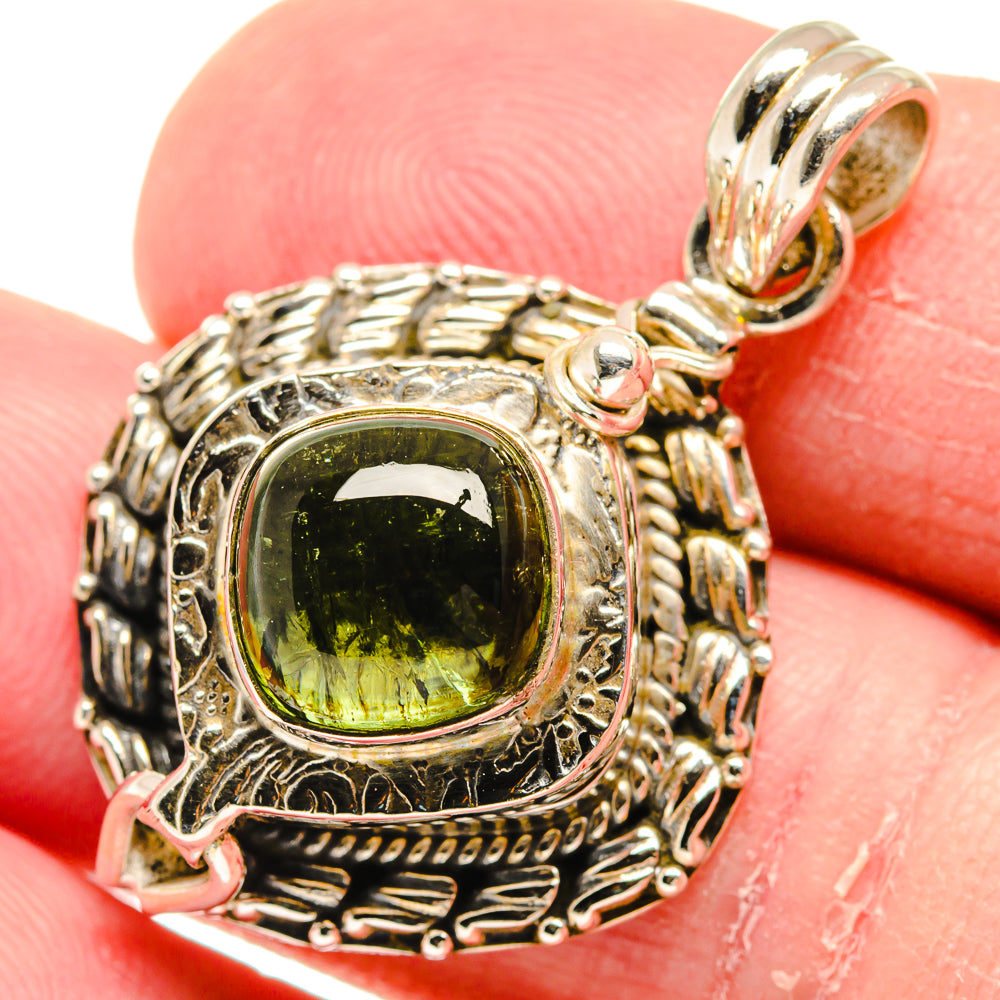 Green Tourmaline Pendants handcrafted by Anasilvercos - PD20630