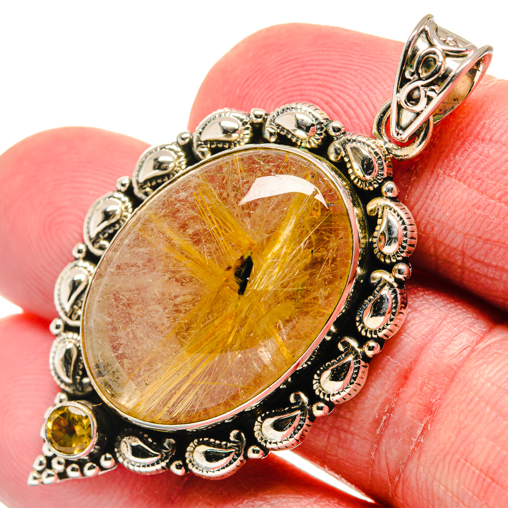 Rutilated Quartz Pendants handcrafted by Anasilvercos - PD20646