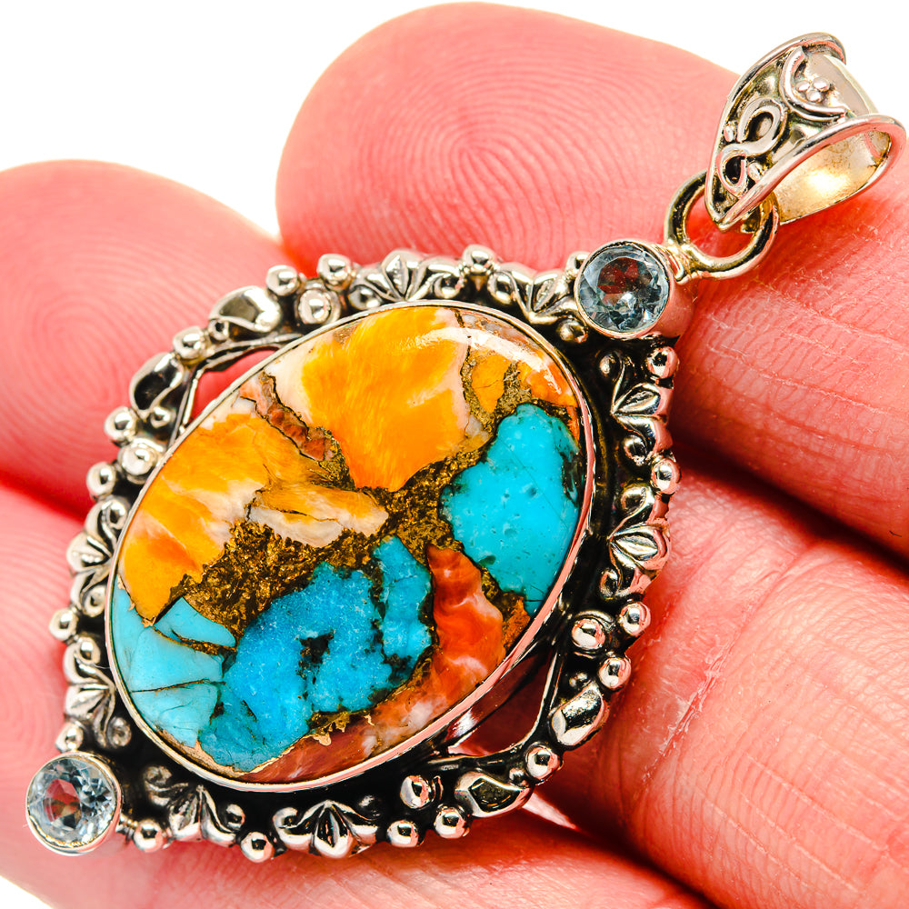 Spiny Oyster Turquoise Pendants handcrafted by Anasilvercos - PD20669