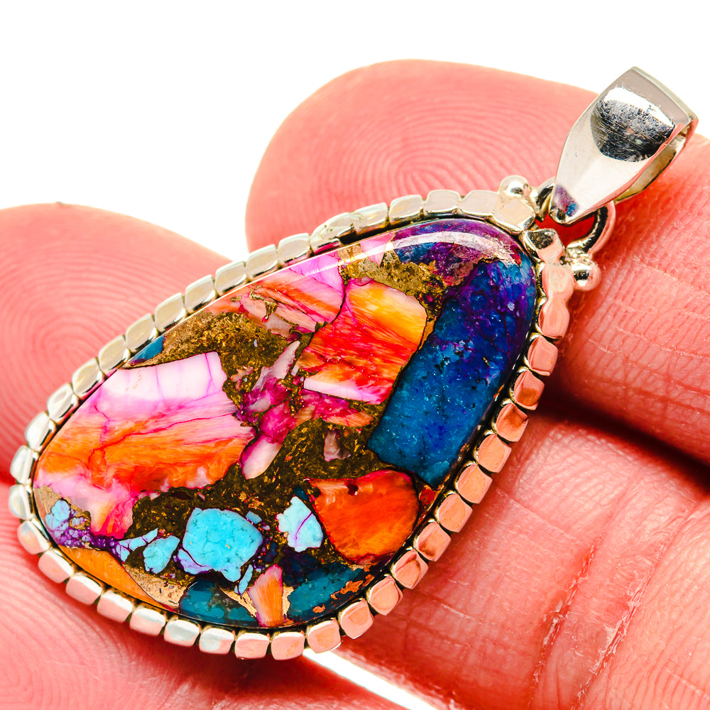 Kingman Pink Dahlia Turquoise Pendants handcrafted by Anasilvercos - PD20672
