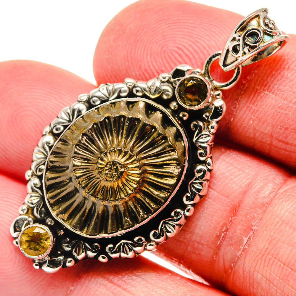 Pyrite Fossil Pendants handcrafted by Anasilvercos - PD20679