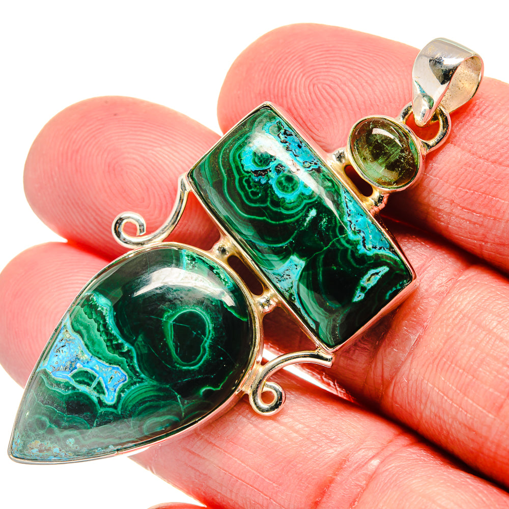 Malachite In Chrysocolla Pendants handcrafted by Anasilvercos - PD20703