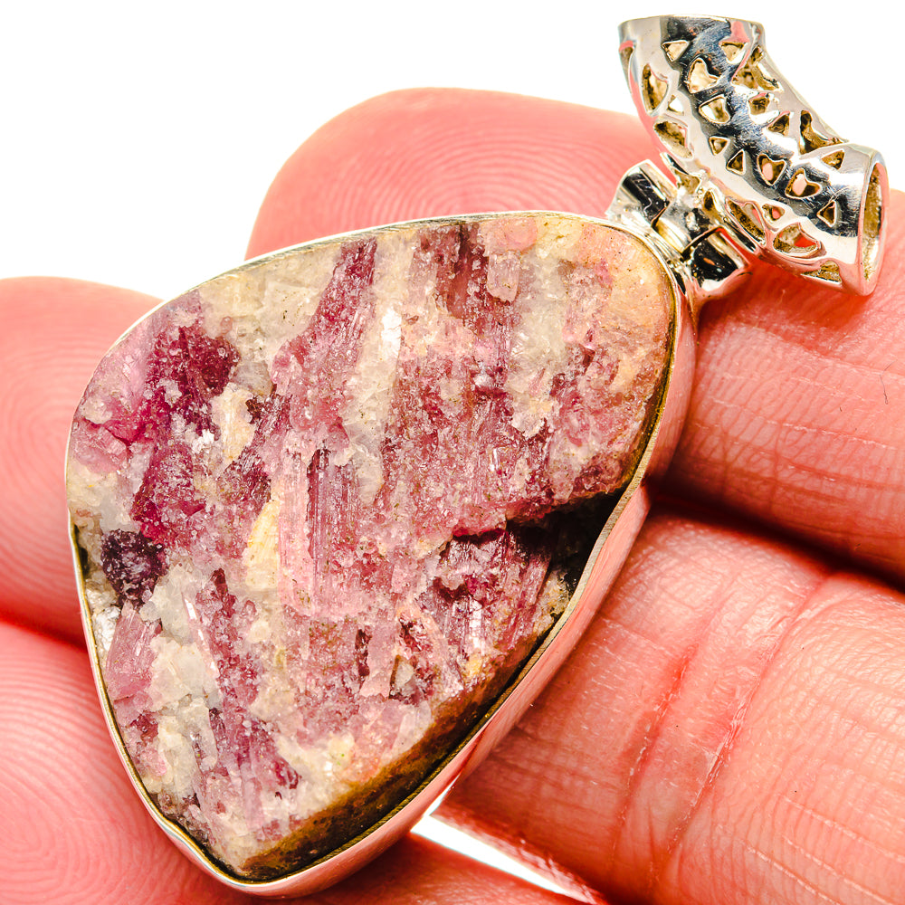 Pink Tourmaline In Quartz Pendants handcrafted by Anasilvercos - PD20718