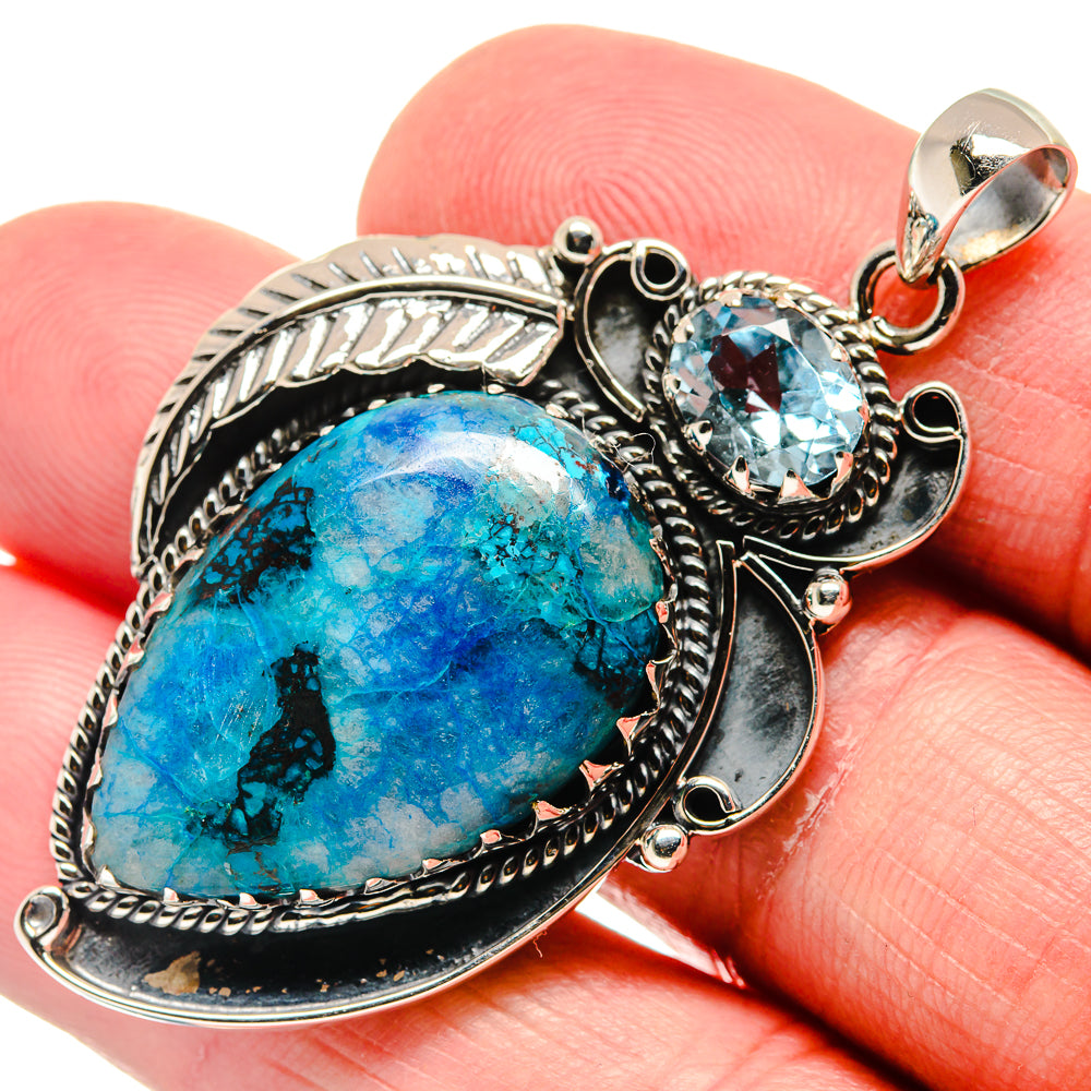 Chrysocolla In Quartz Pendants handcrafted by Anasilvercos - PD20776