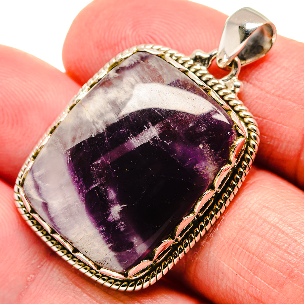 Chevron Amethyst Pendants handcrafted by Anasilvercos - PD20778