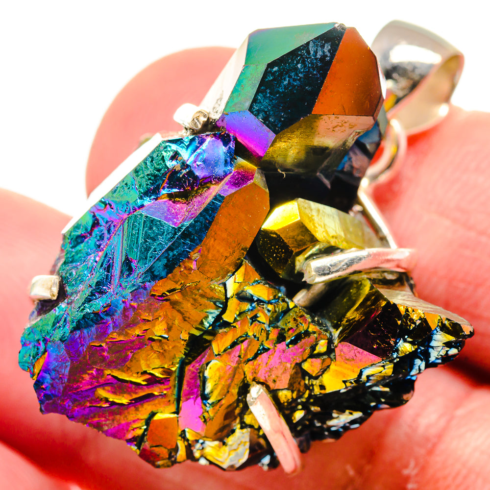 Titanium Sunshine Druzy Pendants handcrafted by Anasilvercos - PD20784
