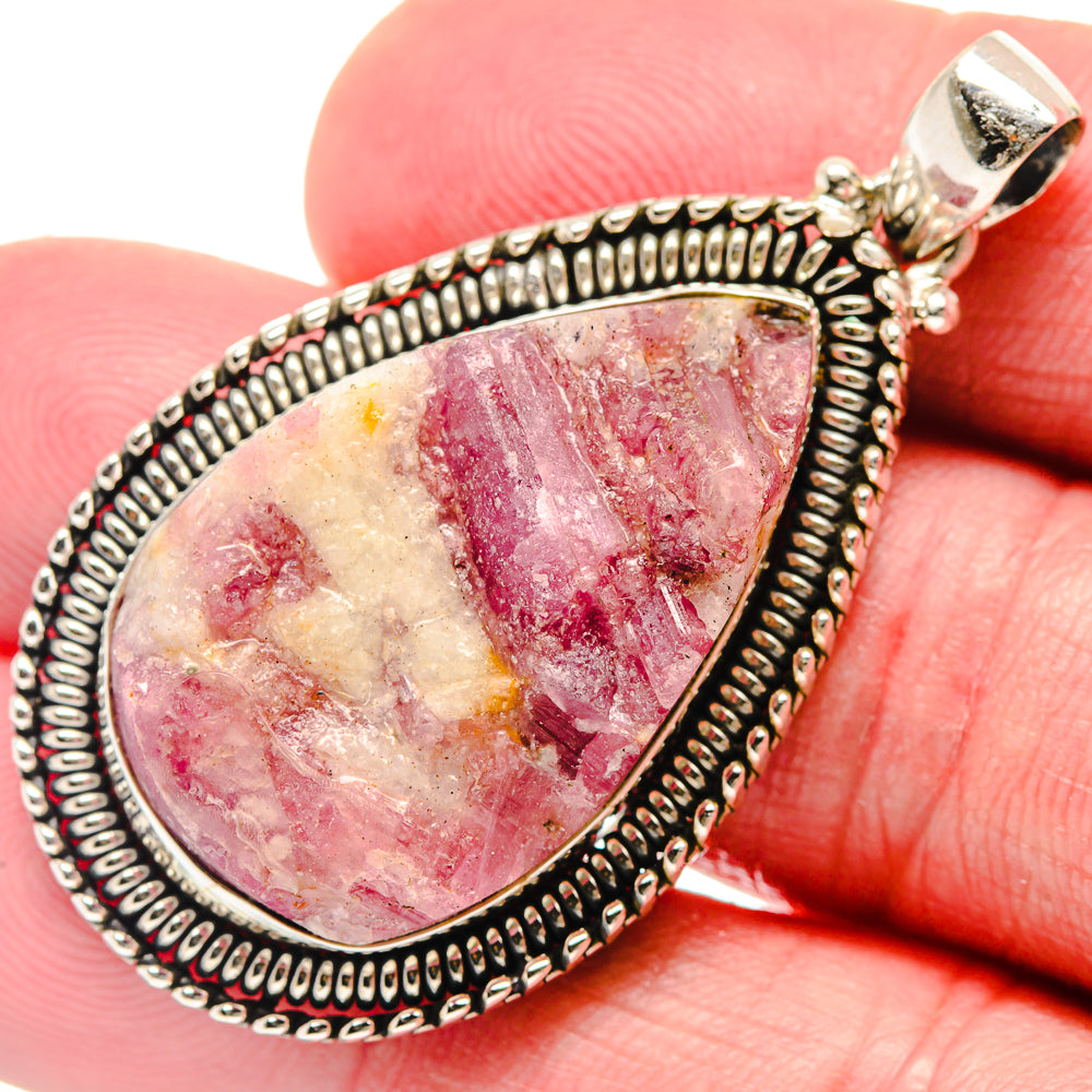 Pink Tourmaline In Quartz Pendants handcrafted by Anasilvercos - PD20801