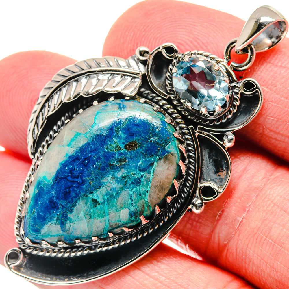 Chrysocolla In Quartz Pendants handcrafted by Anasilvercos - PD20820