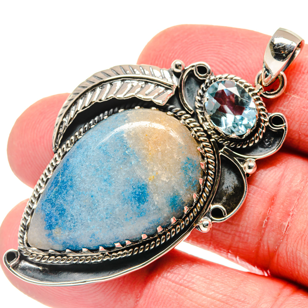 Chrysocolla In Quartz Pendants handcrafted by Anasilvercos - PD20823