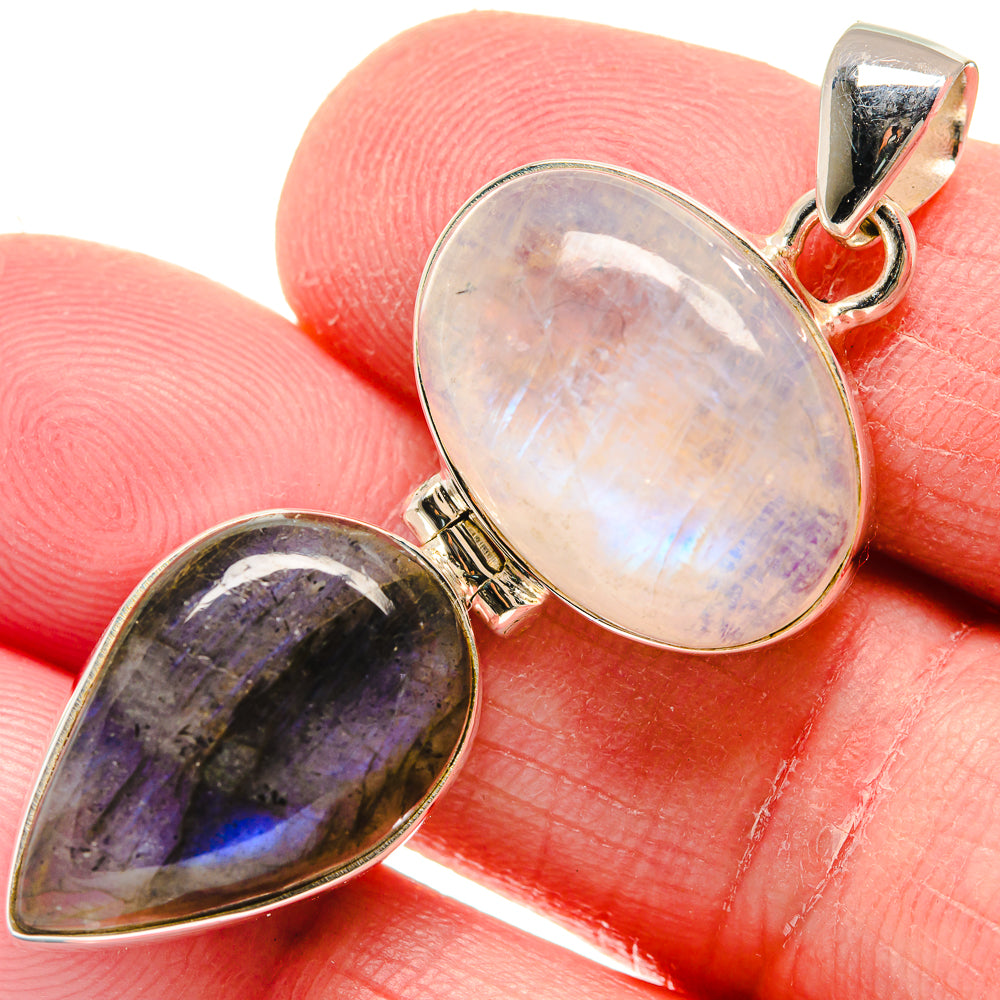Rainbow Moonstone Pendants handcrafted by Anasilvercos - PD20845