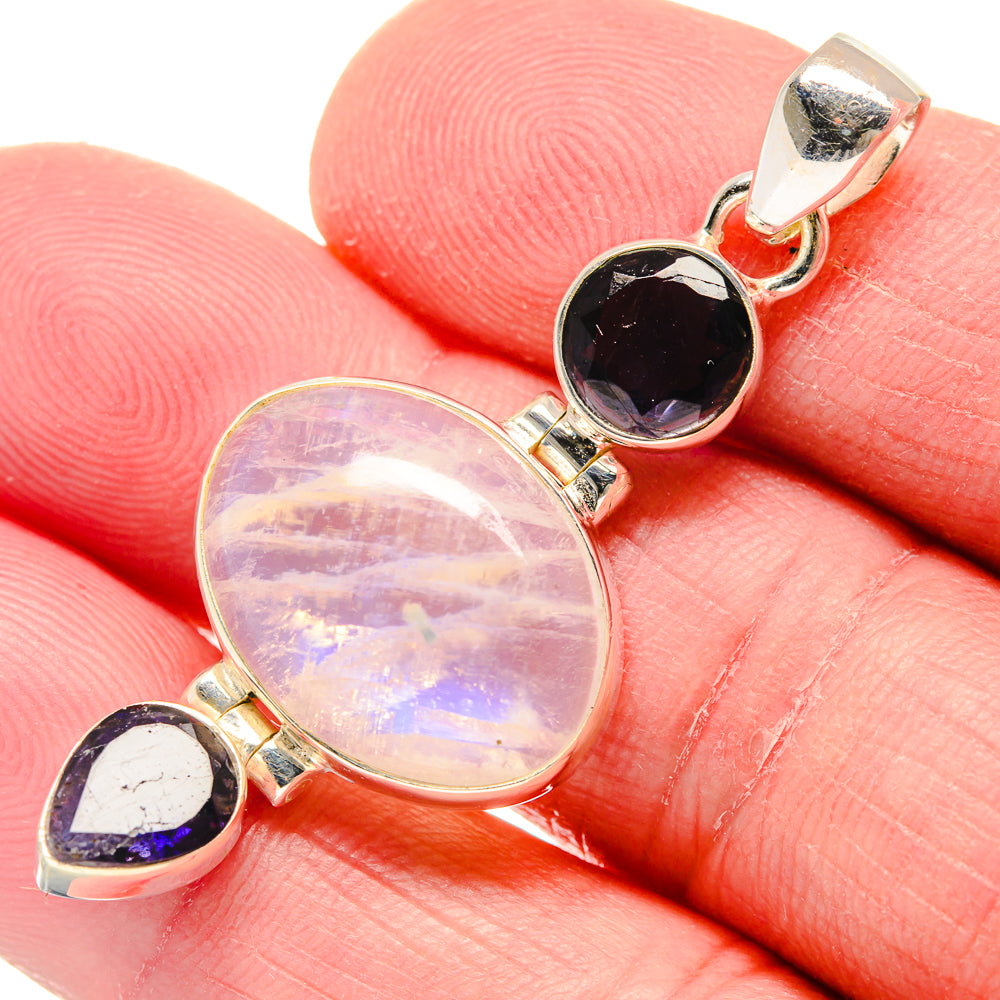 Rainbow Moonstone Pendants handcrafted by Anasilvercos - PD20852