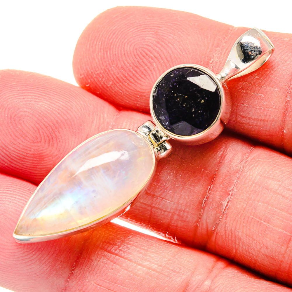 Rainbow Moonstone Pendants handcrafted by Anasilvercos - PD20853
