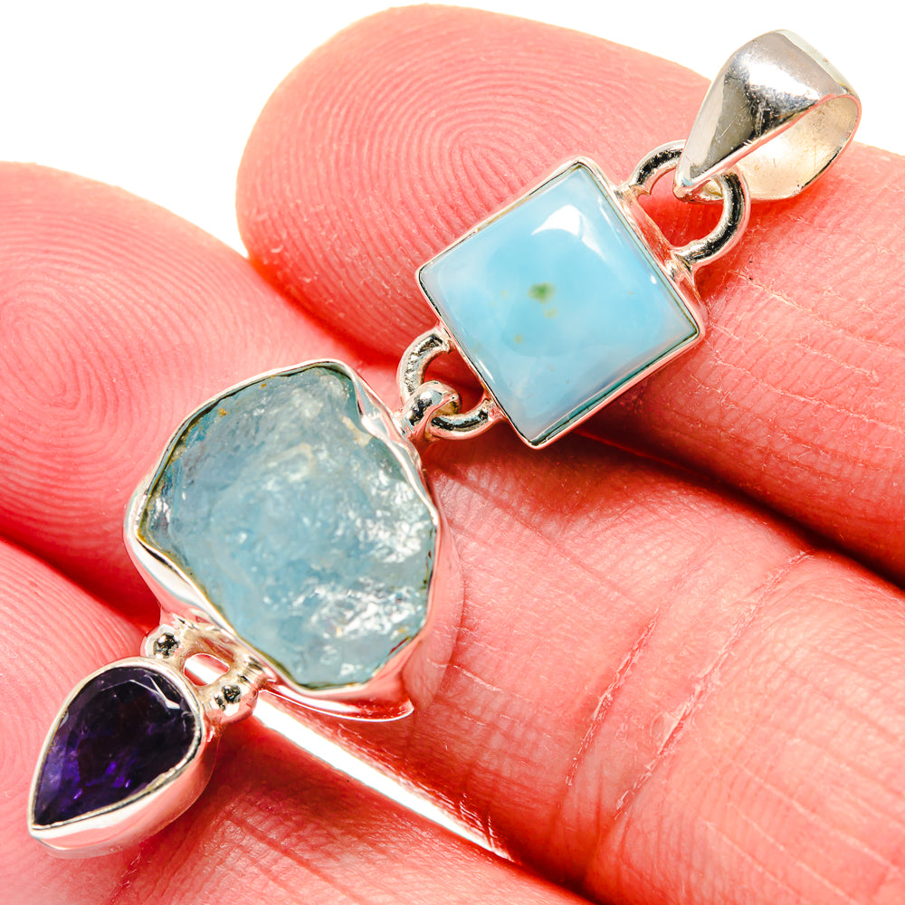 Aquamarine Pendants handcrafted by Anasilvercos - PD20854